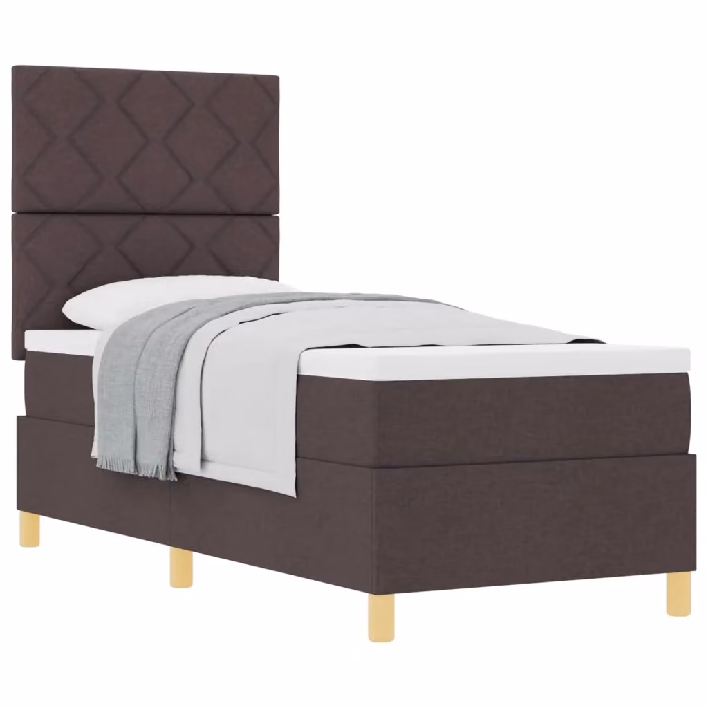 Letto a molle con testiera vidaXL in tessuto marrone con struttura in legno e molle a tasche L/P/H: 200 x 80 x 40 cm – 2