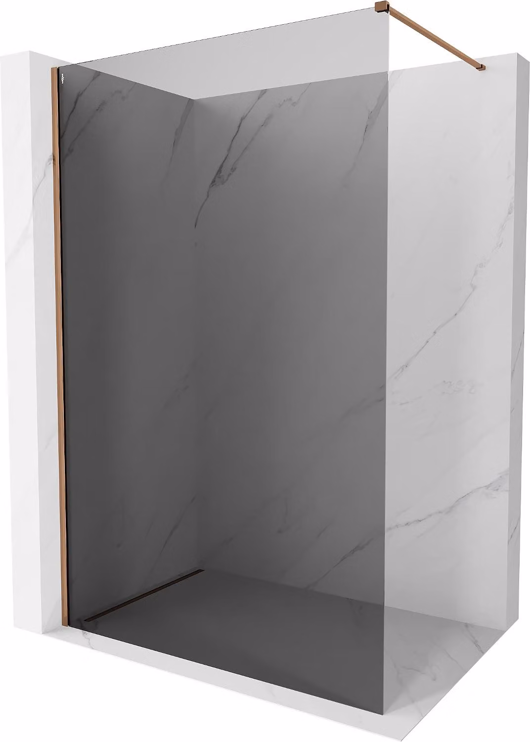 Mexen Kioto-X Pannello doccia Walk-in 80 x 200 cm, grafite 10 mm, oro rosa - 800-080-101-60-40-X