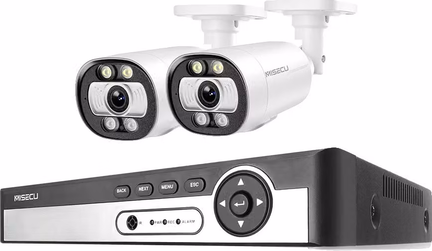 sistema di telecamere di sicurezza 8CH NVR, risoluzione 4K, rilevamento umano AI, 8CH NVR 2 pezzi telecamera 5MP, Nessuno