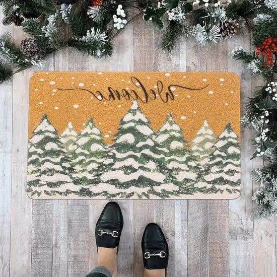 Tappetino da porta a tema natalizio con fiocchi di neve – Tappetino antiscivolo in fibra di cocco, adatto per interni ed esterni, dimensioni 43 x 72 cm, ideale per le festività e come regalo