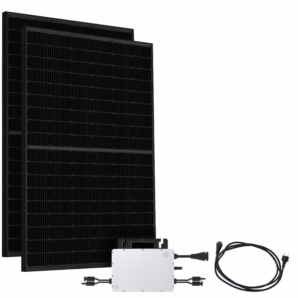 Centrale solare da balcone da 860 W - Completamente nera - 2 pannelli solari - Con micro-inverter
