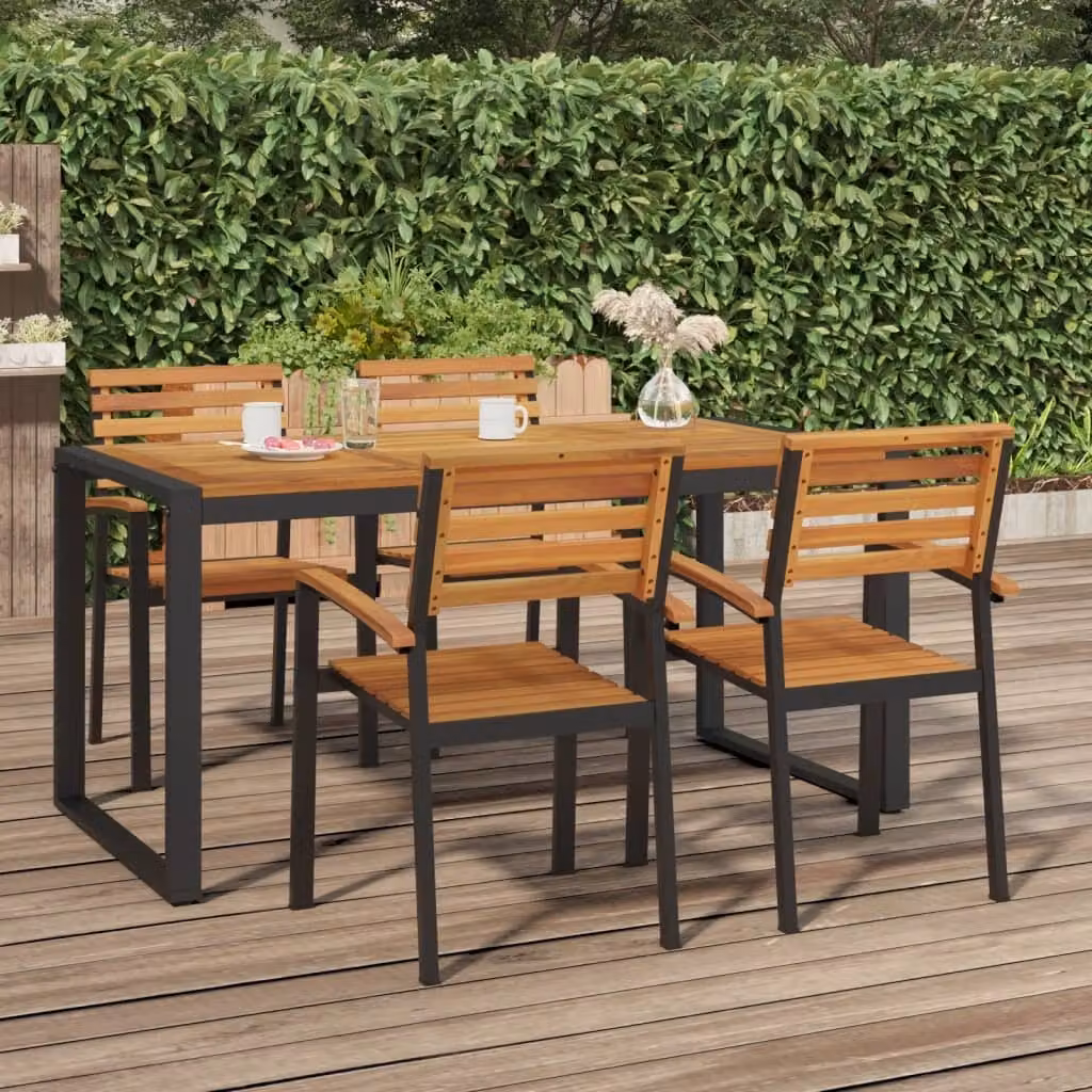 Tavolo da giardino The Living Store con gambe a forma di U 160x80x75 cm in legno massello di acacia