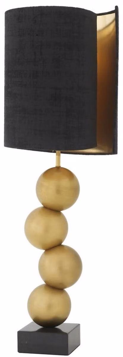 Lampada da tavolo di design Casa Padrino color ottone antico/nero Ø 32 x H. 100 cm - Lampada da tavolo moderna con base in marmo - Collezione Luxury