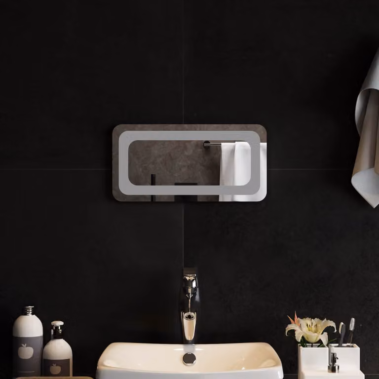 Specchio da bagno moderno vidaXL con luce LED in vetro temperato, L 40 cm x H 20 cm