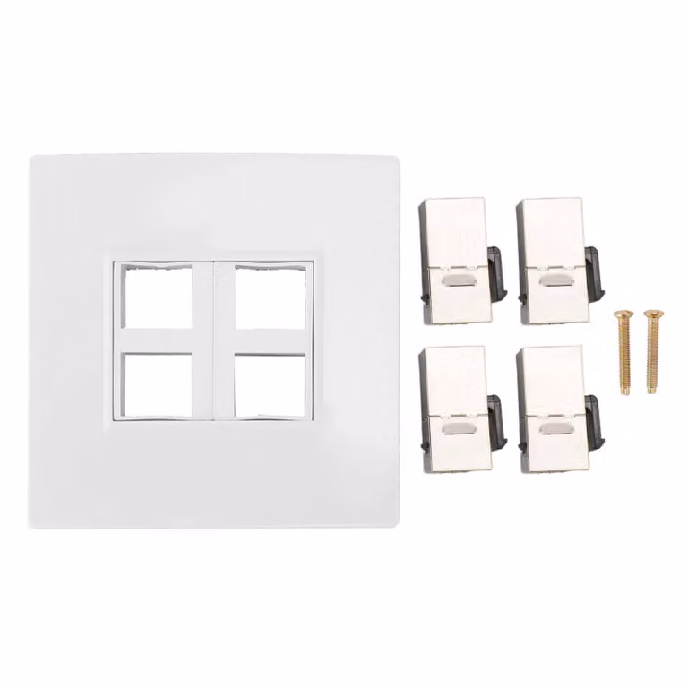Piastra a muro Ethernet Cat-6, con connettore a 4 porte, progettata per evitare problemi di connessione internet con cavi CAT5, CAT5E, CAT6 e CAT6A