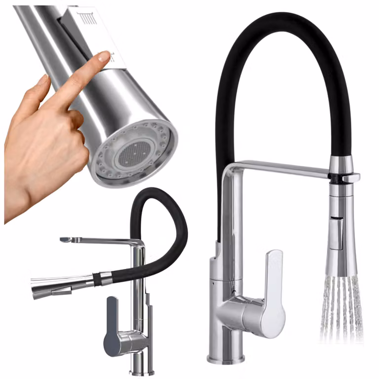 Granitan - Miscelatore cucina - Rubinetto cucina altezza 43 cm - Miscelatore lavello cromato - VEGAS