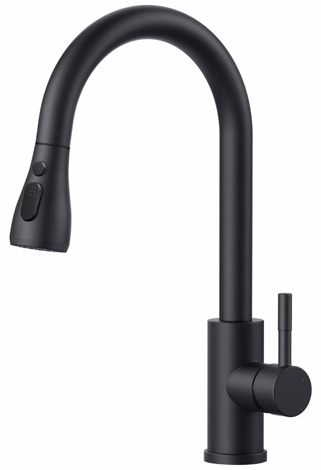 Miscelatore da cucina, estraibile, con 2 tipi di getto, girevole a 360°, colore nero opaco