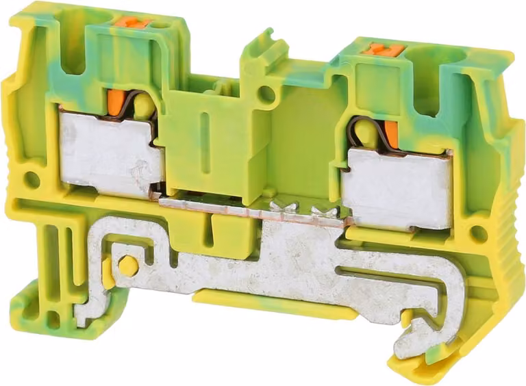 Phoenix Contact, morsetto a fila per conduttore di protezione, tipo PT 4 PE, con connessione a molla (Push-In), sezione del conduttore: da 0,2 mm² a 6 mm², AWG24 - AWG10