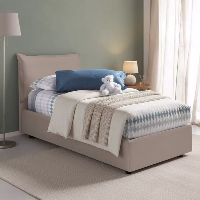 Anathema, Letto Singolo Contenitore Made in Italy, Grigio Tortora