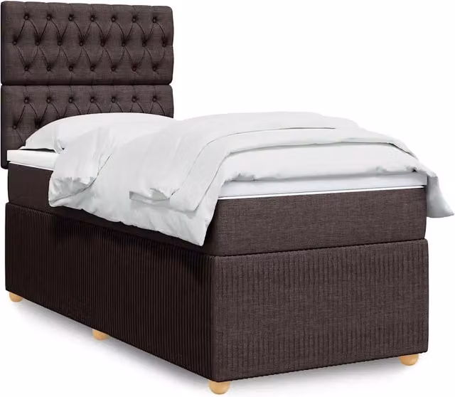 Letto Ibrido Moderno vidaXL con Materasso a Molle e Struttura Imbottita, Marrone e Bianco, L/P/H: 100 x 200 x 150,5 cm
