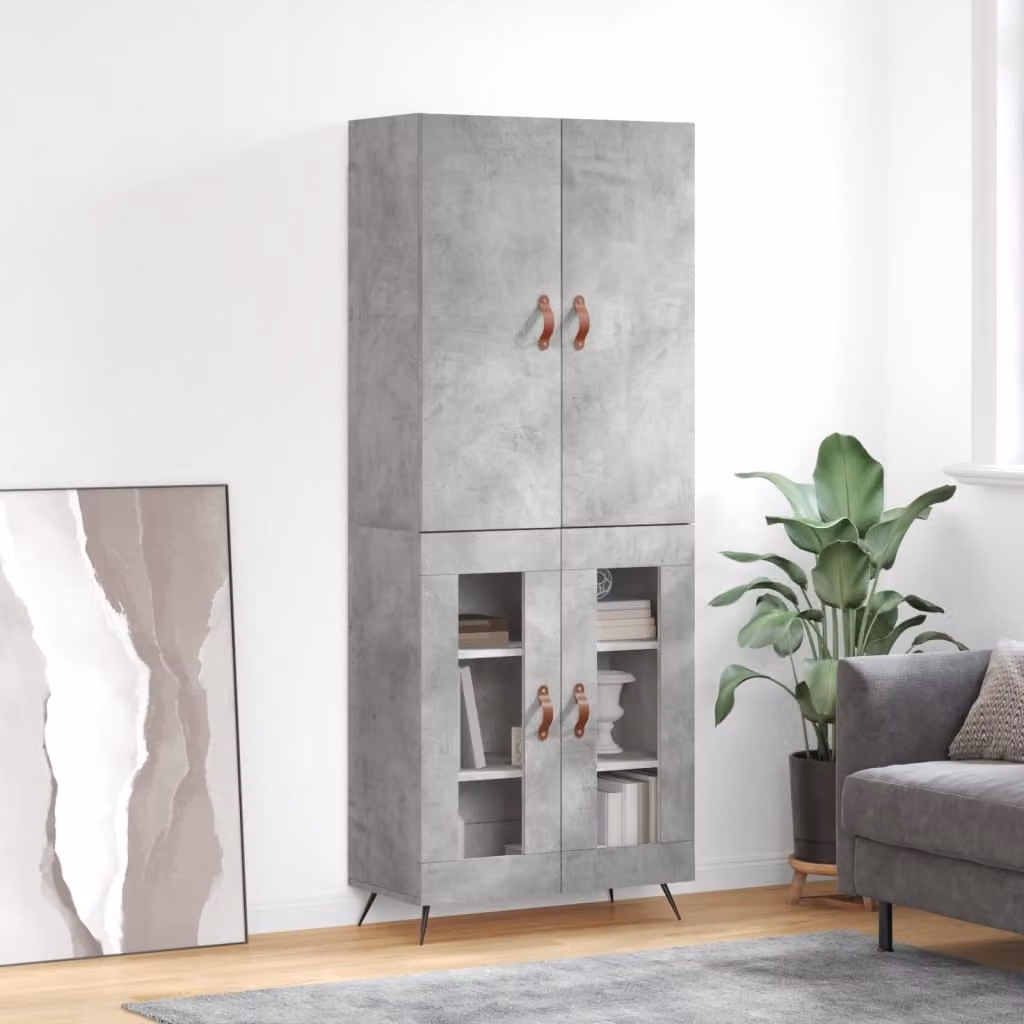 Credenza moderna vidaXL in legno e metallo Grigio, L: 69,5 cm, P: 34,0 cm, H: 180,0 cm