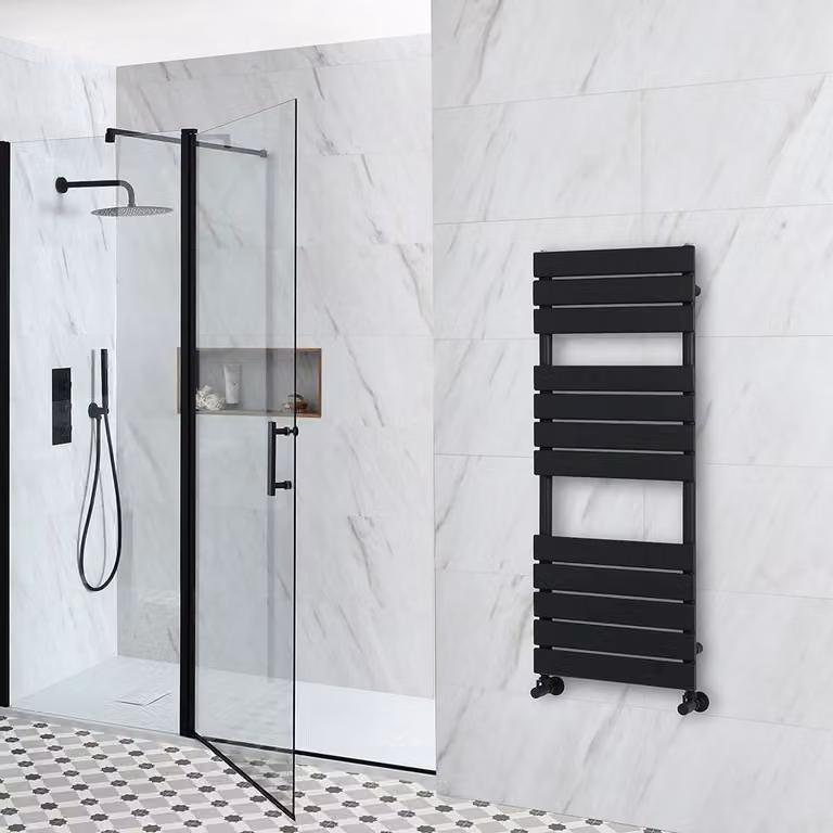 Scaldasalviette Design Nero 1200x450mm - Termoarredo Bagno - Stile Moderno - Lustro