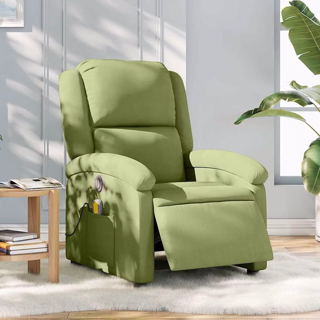 Poltrona Reclinante Elettrica vidaXL in Velluto Verde con Braccioli