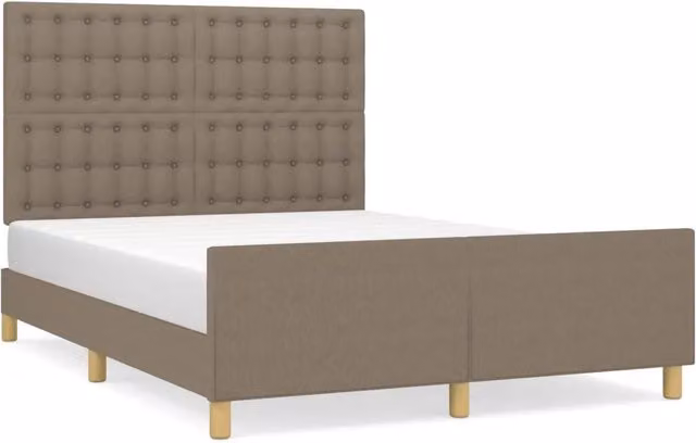 Letto matrimoniale | Letto per adulti | Giroletto senza Materasso Tortora 140x190 cm in Tessuto