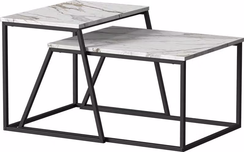 Tavolino da divano Vicco Myra Nero/marmo-bianco 60 x 50 cm 2 parti, Model 56366