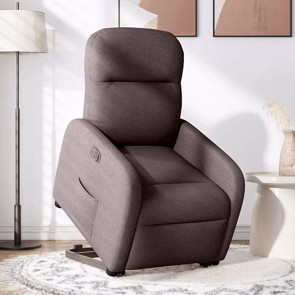 SYFAX™ Poltrona Alzapersona Reclinante Elettrica Marrone Scuro Tessuto