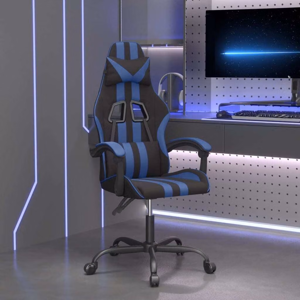 The Living Store Sedia da gioco girevole in ecopelle nera e blu