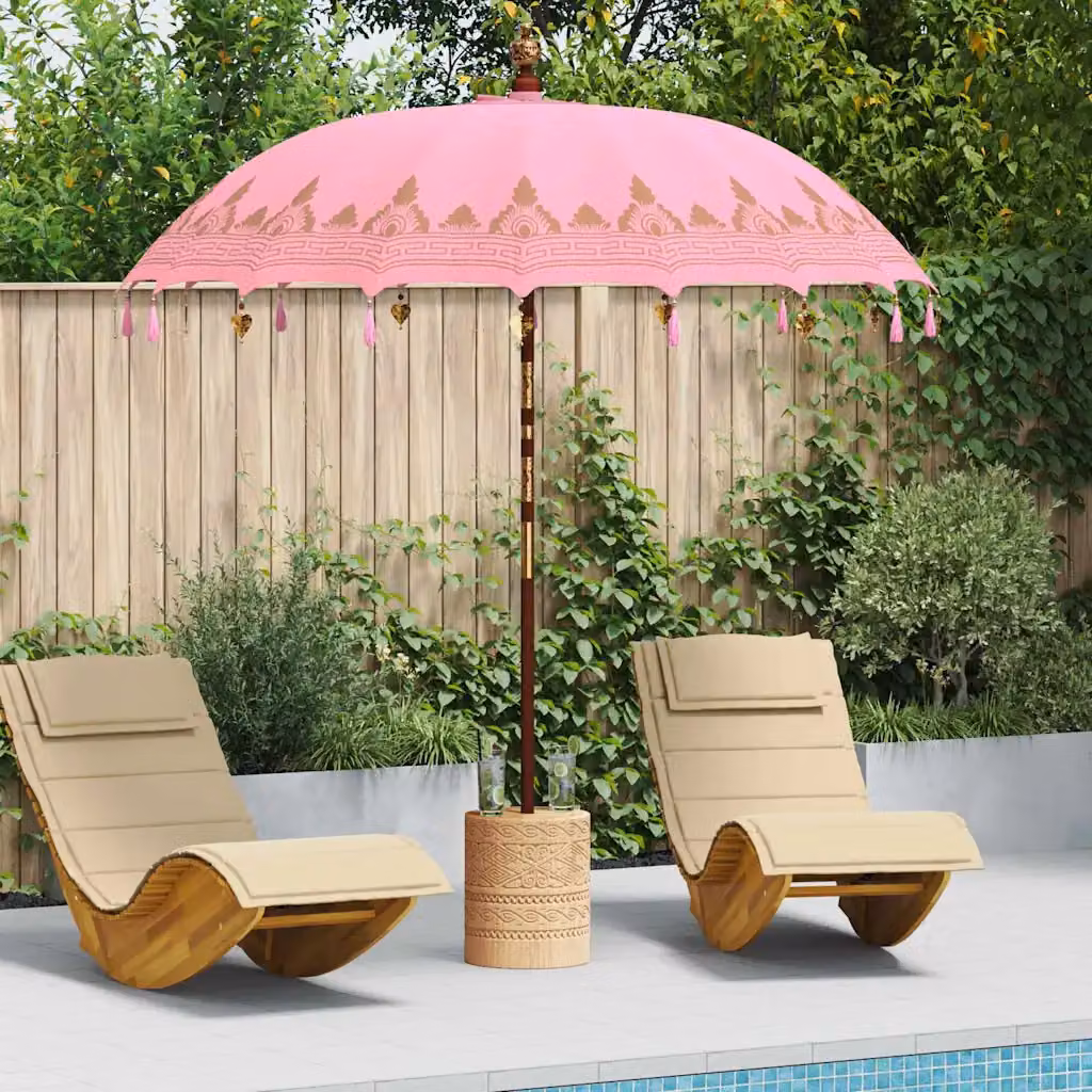 Ombrello balinese vidaXL con base in rosa, diametro: 220 cm