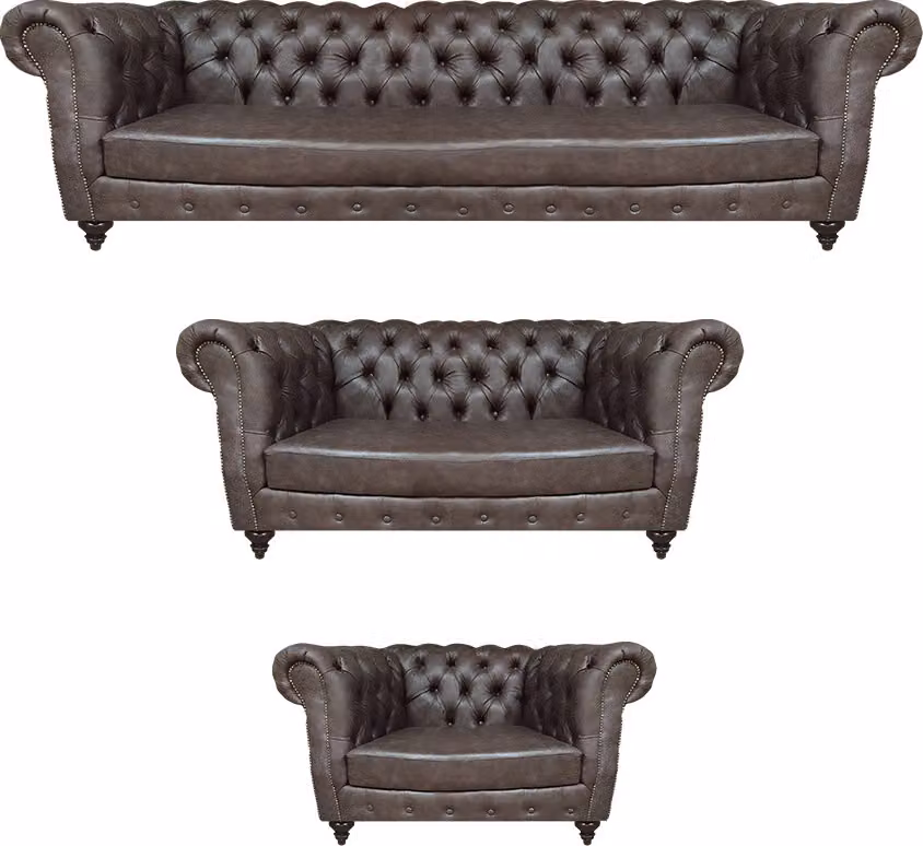 Wohnzimmer Sofa Set 3tlg Polstermöbel Braun Komplett Modern Sofas Chesterfield
