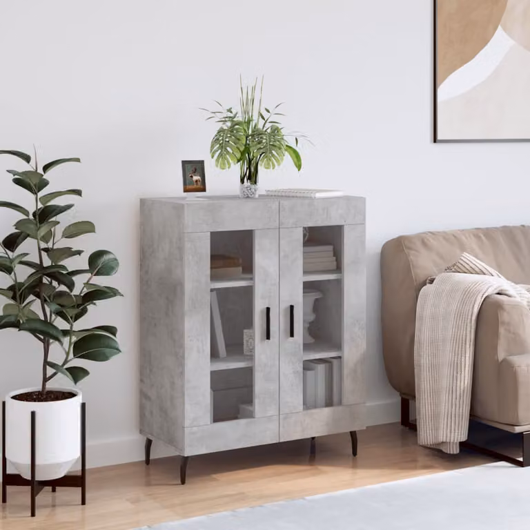 Credenza vidaXL in legno multistrato e metallo, Grigio, L 69,5 cm x P 34 cm x H 90 cm