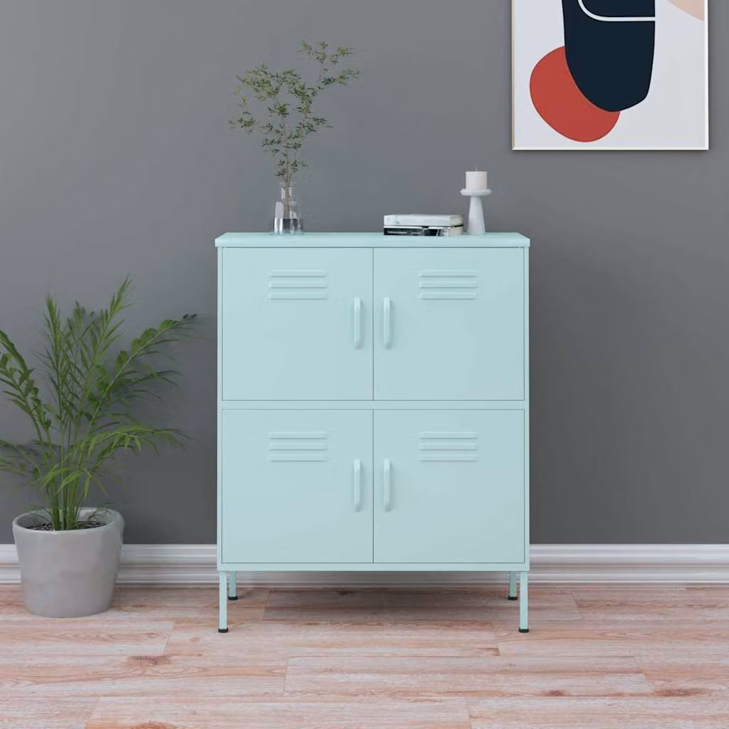 Armadietto da parete vidaXL Menta in metallo con ante a battente, L: 80 cm, P: 35 cm, H: 101,5 cm – 1