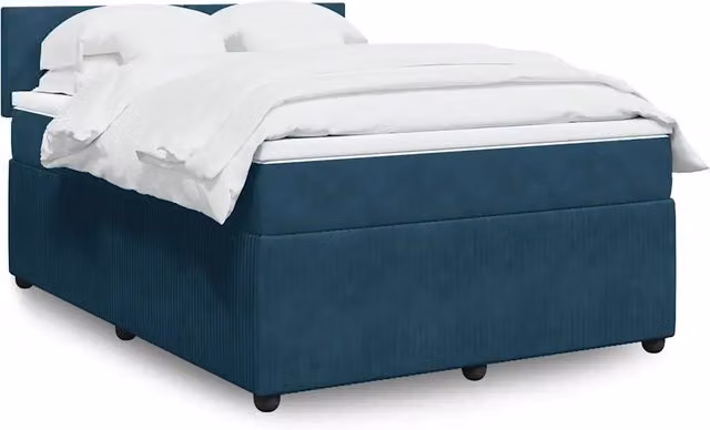 Letto Ibrido con Materasso in Velluto Blu e Bianco vidaXL L: 160 cm, P: 200 cm
