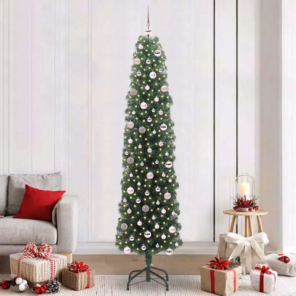 Albero di Natale artificiale moderno vidaXL verde con 300 LED luce bianca calda, Altezza: 240 cm