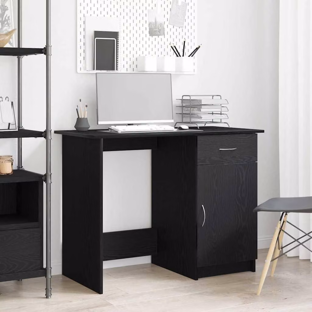 Maison Exclusive - Scrivania, finitura effetto legno nero rovere, realizzata in materiale composito