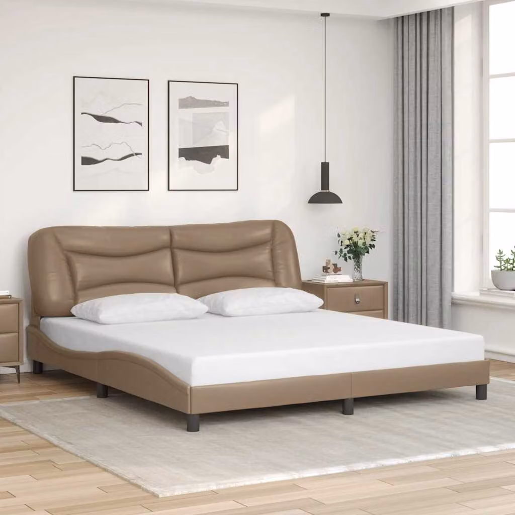 Giroletto senza materasso Hvar vidaXL in similpelle color cappuccino, L 180 x P 200 cm – 1