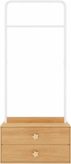 Appendiabiti per bambini 70x55x168 cm con 2 cassetti in MDF; legno naturale