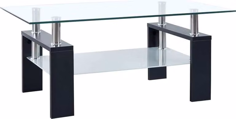 Tavolino Salotto Nero e Trasparente 95x55x40 cm Vetro Temperato