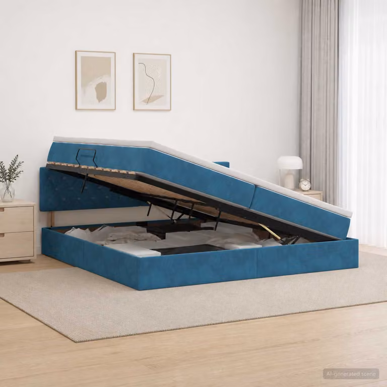 Letto con contenitore vidaXL in velluto blu scuro L 200 cm x P 200 cm