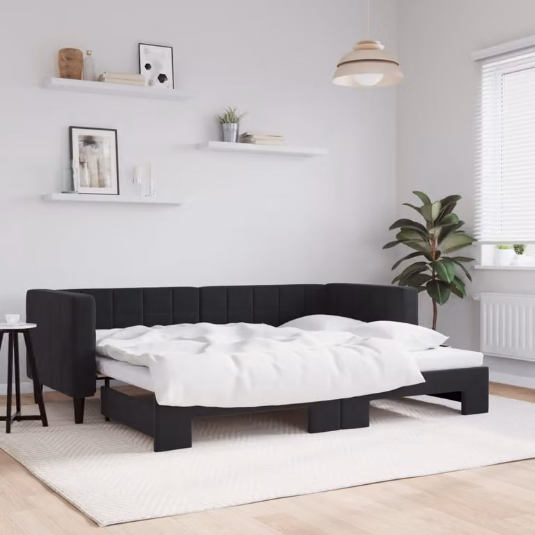 vidaXL Divano Letto con Letto Estraibile in Velluto Nero