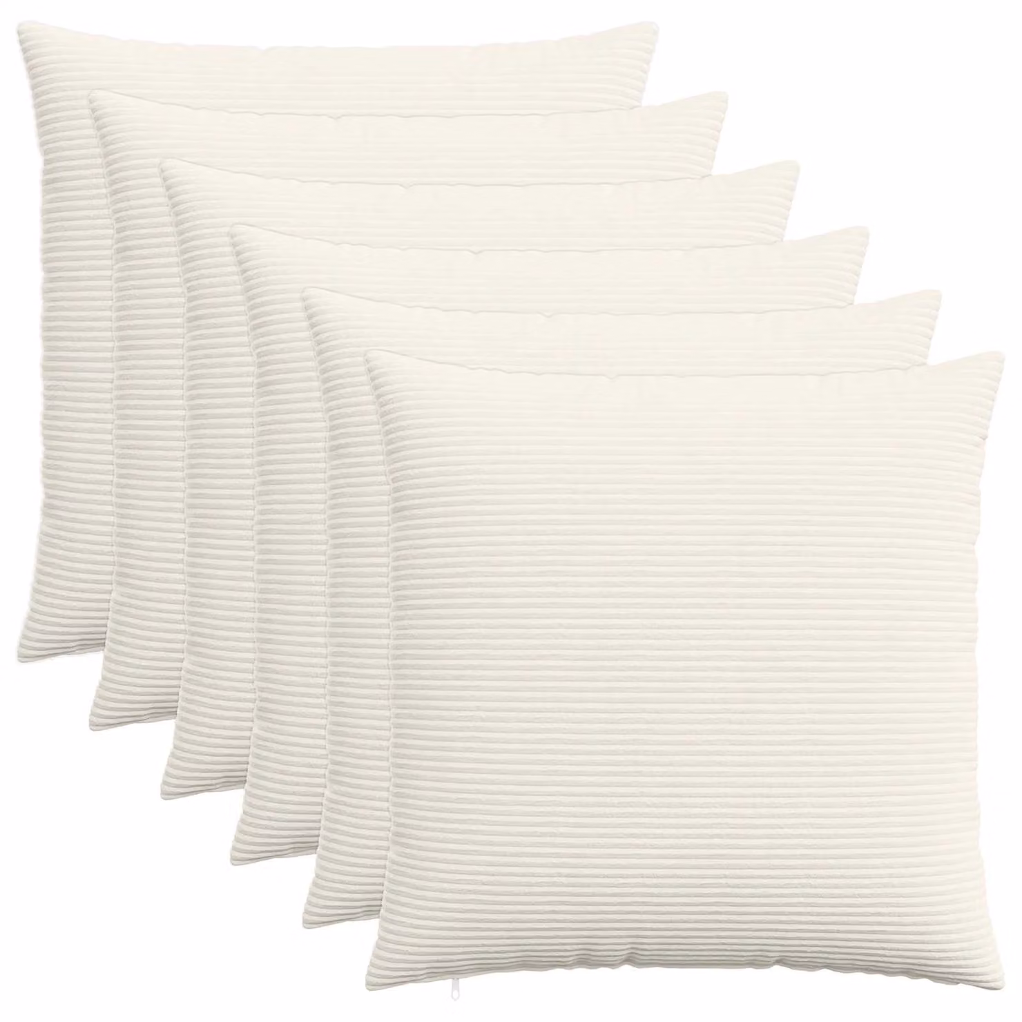 Set di 6 federe vidaXL HEERLEN in velluto a coste, colore crema, 55 x 55 cm