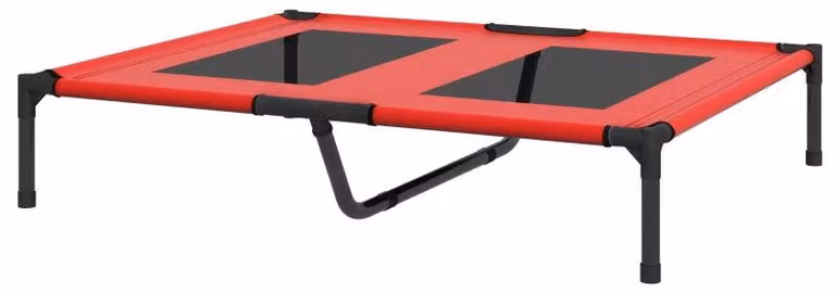 Cuccia portatile per cani, ideale per i viaggi, con rivestimento in rete | Colore: Rosso | Dimensioni: 76x92x18 cm