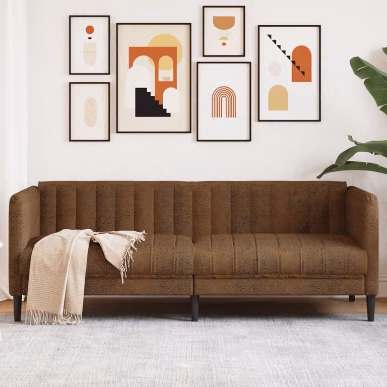 vidaXL Divano a 3 Posti Moderno in Similpelle Marrone con Struttura in Legno e Schiuma L/P/H: 193 x 76,5 x 74,5 cm