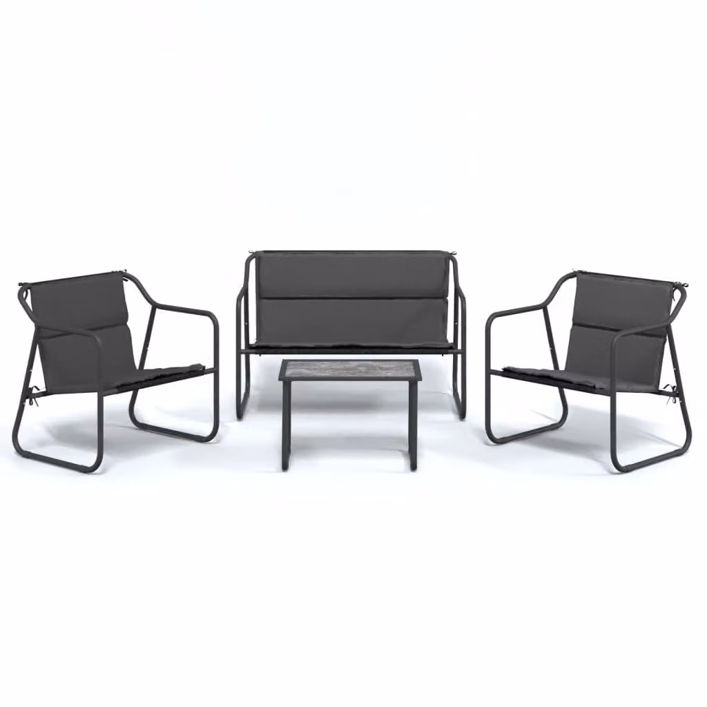 Set Salotto da Giardino 4 pz con Cuscini in Acciaio Antracite