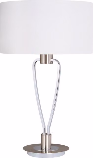 Lampada da tavolo Paris Trio Leuchten in metallo e tessuto argento e bianco