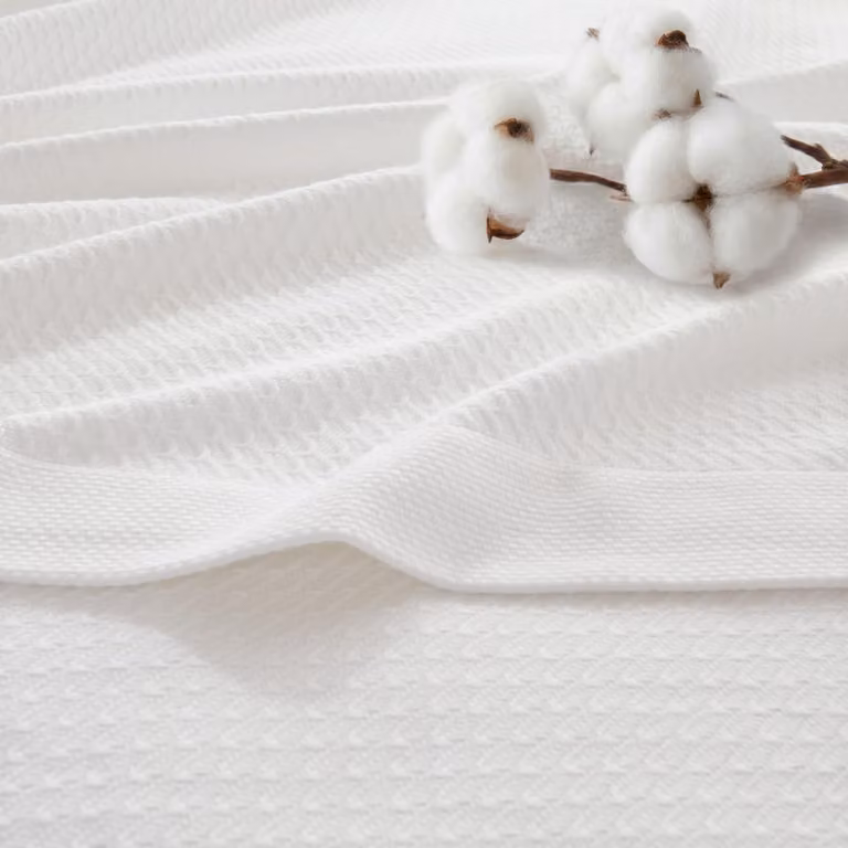Coperta estiva in cotone egiziano, 229x229 cm, bianca