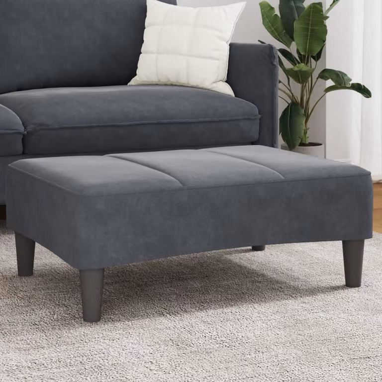 Poggiapiedi vidaXL in velluto grigio scuro, L 77 x P 55 x H 31 cm