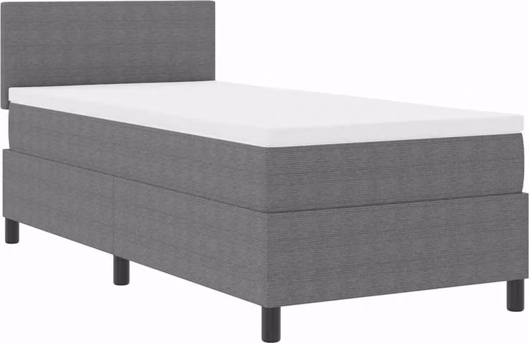 vidaXL Box spring bed grigio chiaro e bianco 90 x 200 cm tessuto a coste