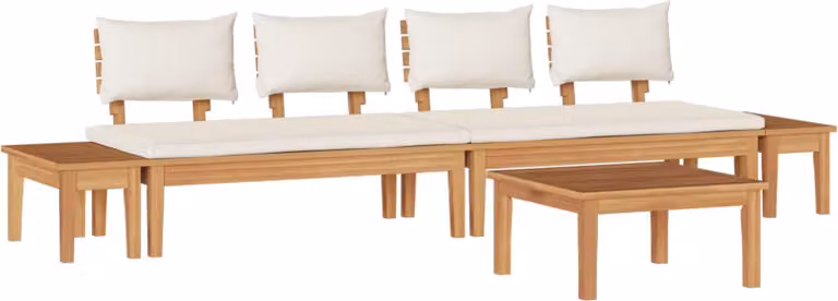 Set Divano da Giardino 5 pcs Marrone e Crema