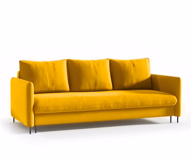 GUTTO divano letto color senape miele con funzione letto divano marrone chiaro in velluto kaki con box letto e contenitore