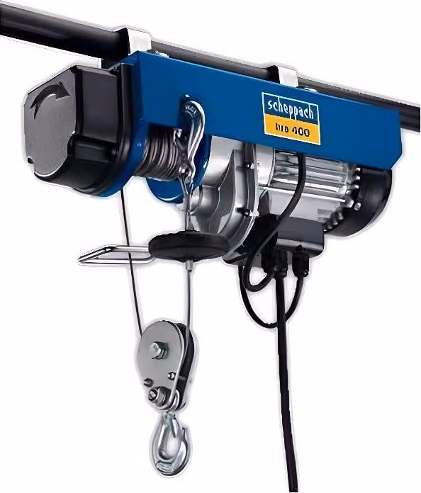 Argano elettrico SCHEPPACH HRS400, 400 kg, 780 W, freno automatico, altezza di sollevamento 12 m