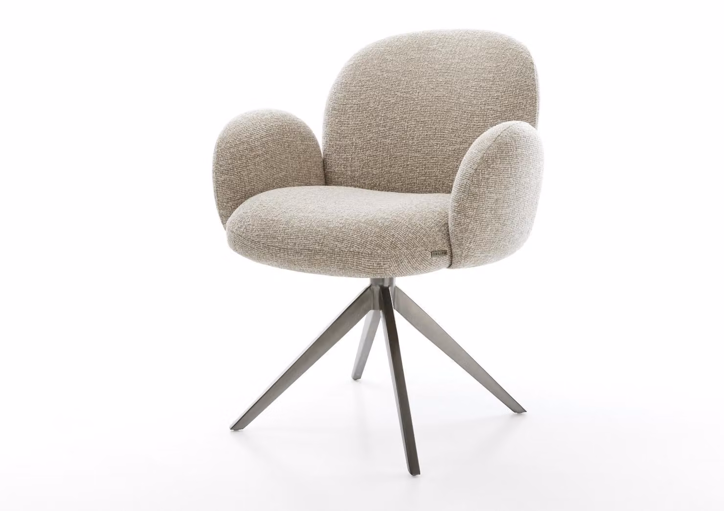 DELIFE sedia girevole Nube-Flex con braccioli in tessuto intrecciato beige morbido telaio trasversale grafite largo funzione dondolo ruotabile a 360° nucleo a molle tascabili