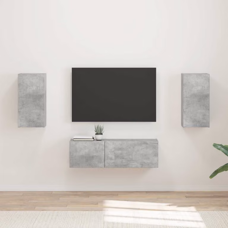 Set di 4 mobiletti da parete moderni vidaXL in legno e MDF, colore grigio opaco
