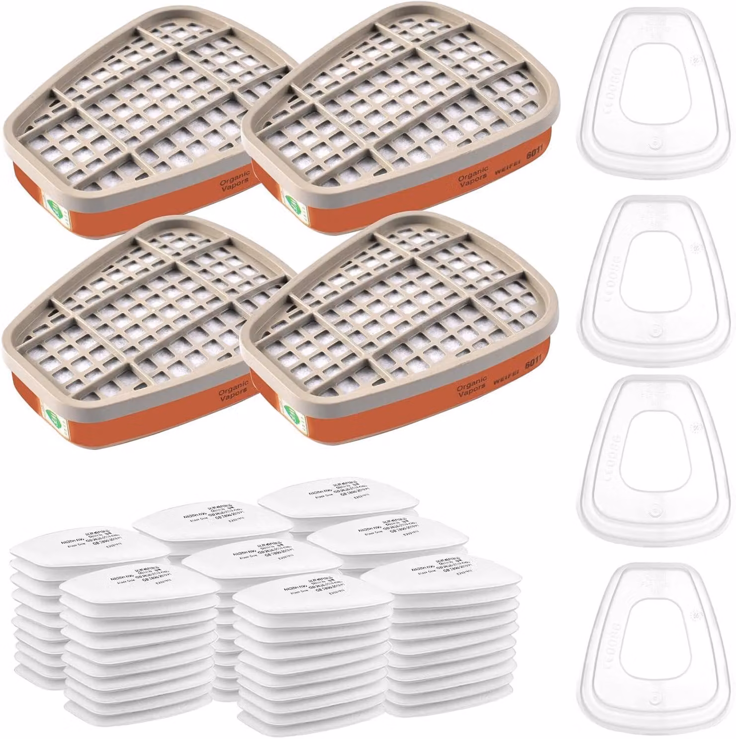 Filtro per maschera respiratoria, contro i vapori organici, realizzato in cotone filtrante, confezione da 4 filtri, 4 coperture, adatto per l'artigianato