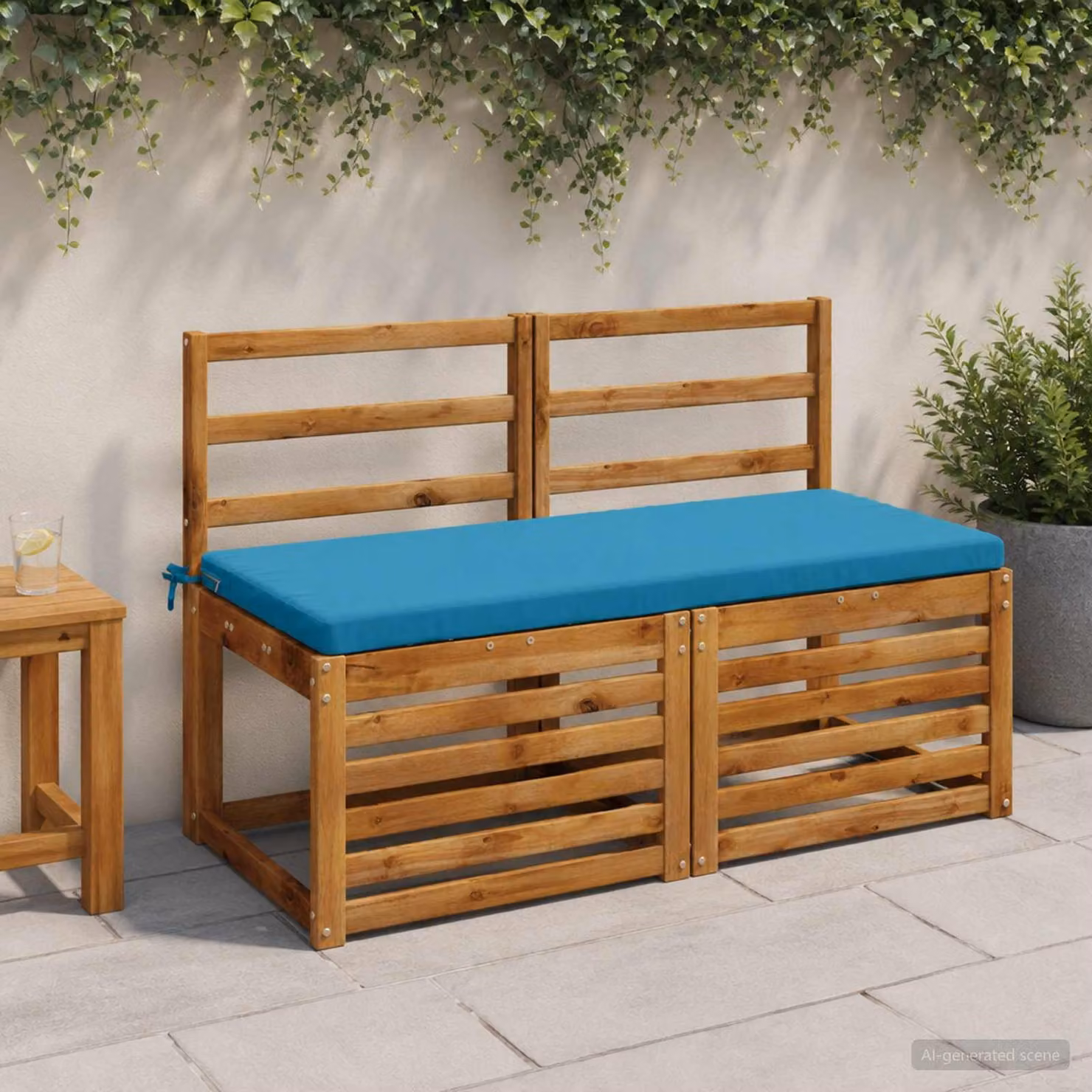 Cuscino per panchina vidaXL SOEST rettangolare in poliestere azzurro con rivestimento rimovibile e resistente ai raggi UV