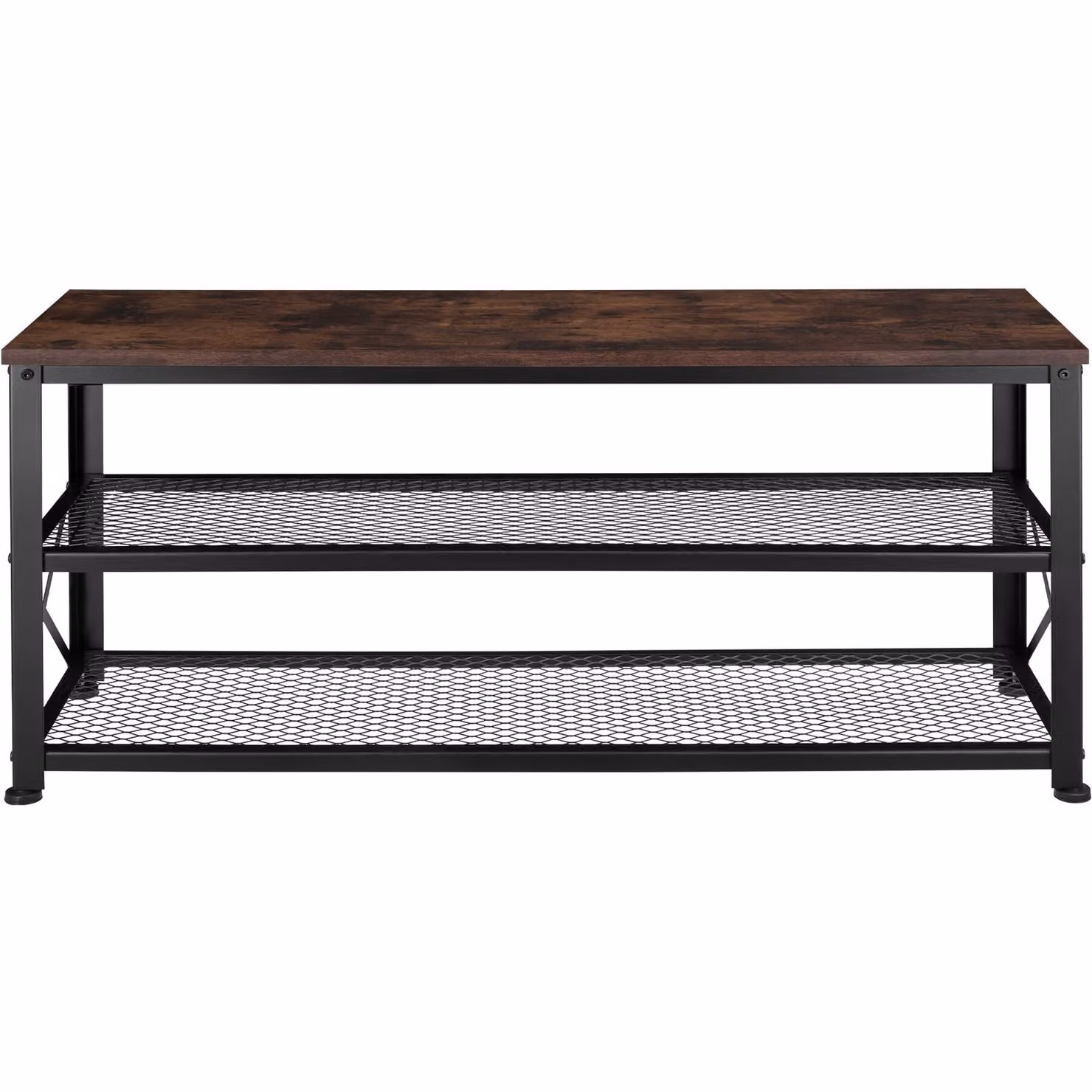 Scarpiera Blackpool tectake in stile industriale color marrone con ripiani interni e ante, L: 101 cm, P: 30,5 cm, H: 45,5 cm – 2