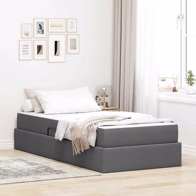 Letto con contenitore e materasso Grigio scuro 100 x 200 cm 3399641